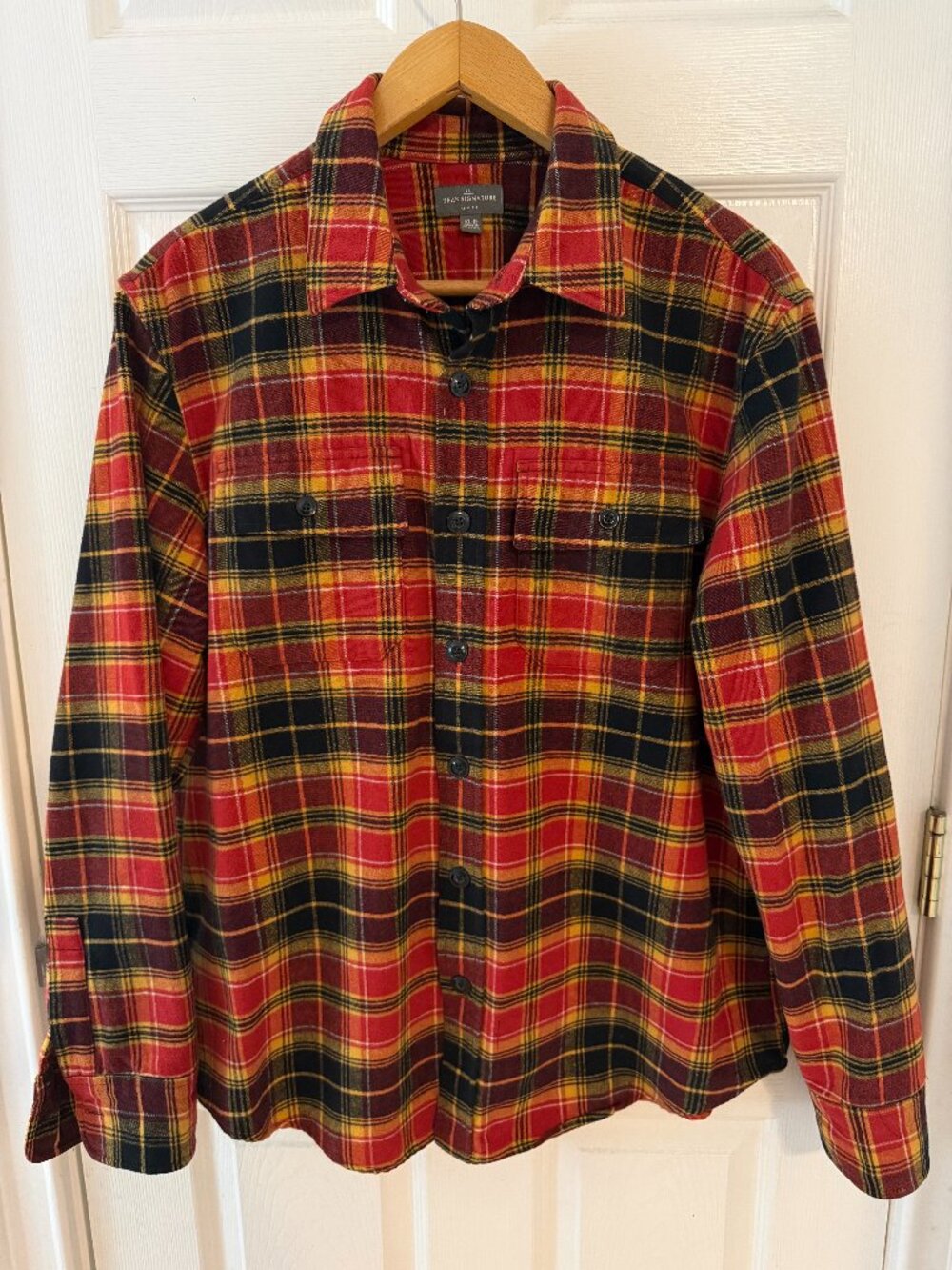 L.L. Bean Signature Heavy Flannel Shirt Fall Colors Size XLR